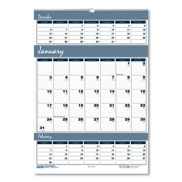 House of Doolittle™ Bar Harbor Recycled Wirebound 3-months-per-page Wall Calendar, 15.5 X 22, White-blue-gray Sheets, 14-month(dec-jan):2021-2023 freeshipping - TVN Wholesale